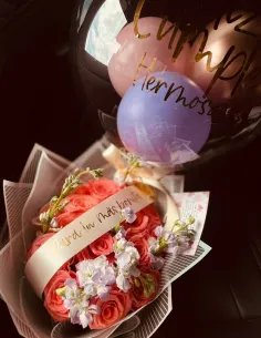Ramo+ burbuja personalizada + cinta con texto