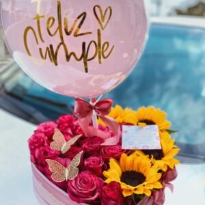 CAJA CORAZÓN GIRASOLES Y FLORES