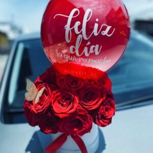 Caja M redonda +globo personalizado