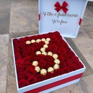 caja de rosas con números